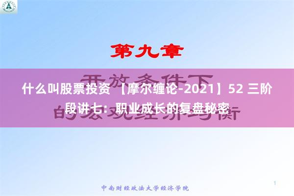 什么叫股票投资 【摩尔缠论-2021】52 三阶段讲七：职业成长的复盘秘密