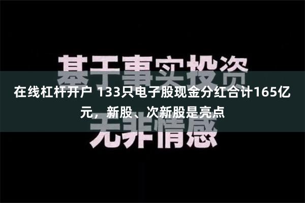 在线杠杆开户 133只电子股现金分红合计165亿元，新股、次新股是亮点