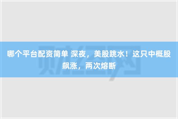 哪个平台配资简单 深夜，美股跳水！这只中概股飙涨，两次熔断